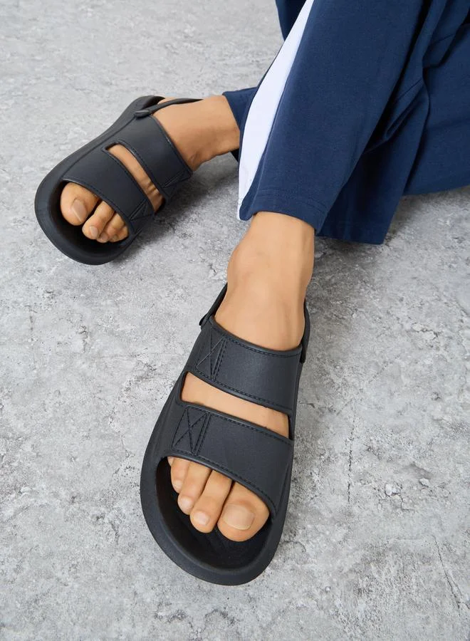 ستايلي صندل سادة بأشرطة مزدوجة ورباط خلفي